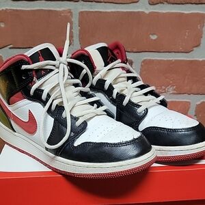 Nike Air Jordan Mid Black Red White Sneakers